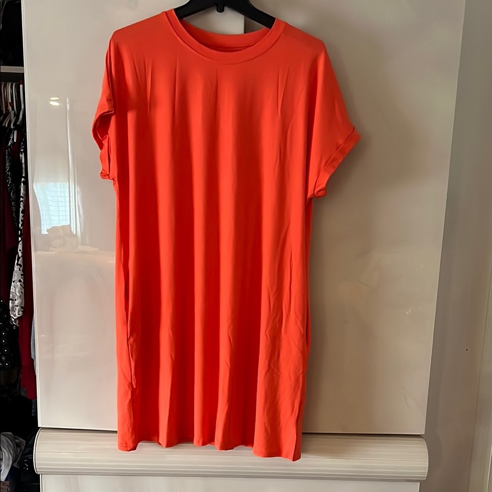 Vibrant Orange T-Shirt Dress